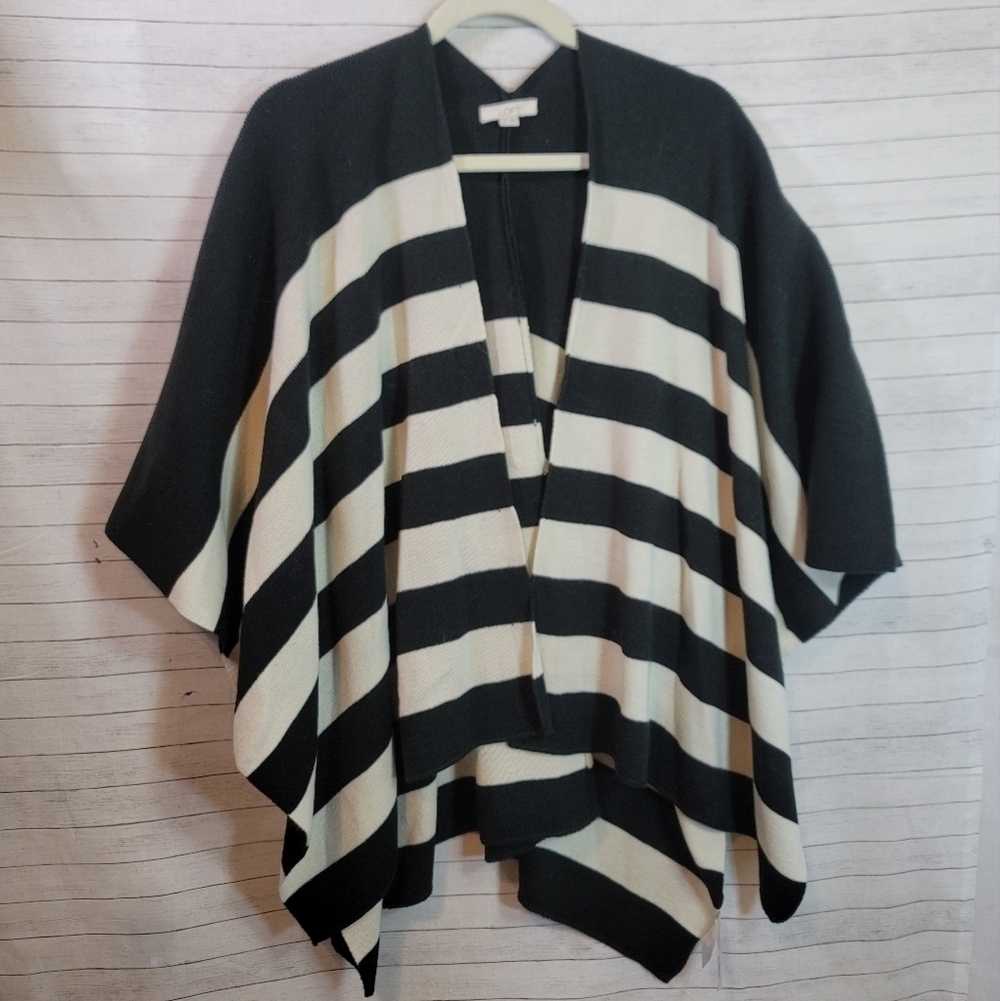 LOFT STRIPED PONCHO CARDIGAN, SZ MEDIUM/LARGE